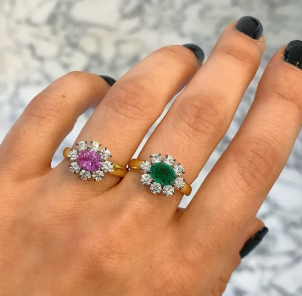 Toujours Emerald and Diamond Flower Ring