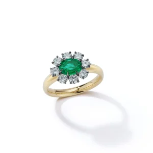 Toujours Emerald and Diamond Flower Ring