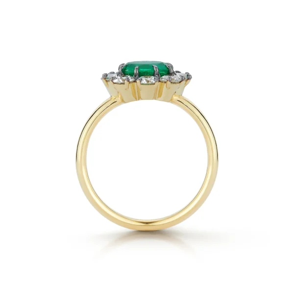 Toujours Emerald and Diamond Flower Ring