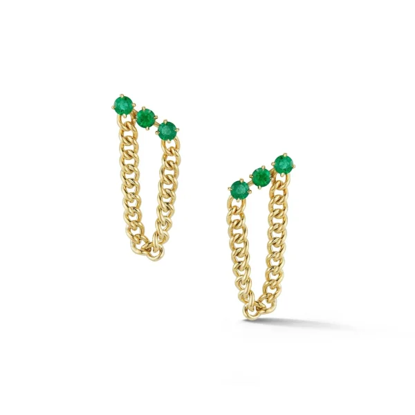 Toujours Emerald Studs with Draped Chain