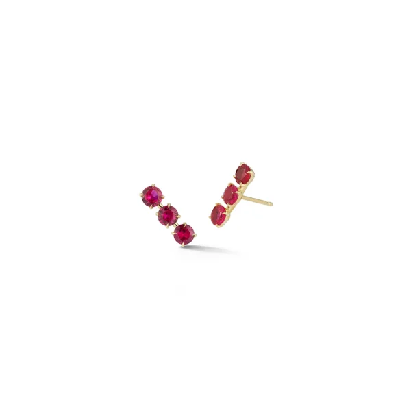 Toujours Large Triple Ruby Studs