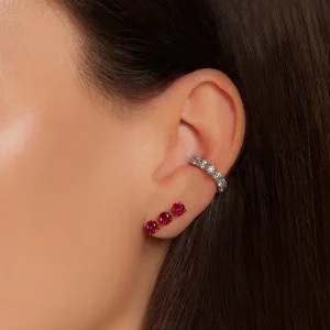 Toujours Large Triple Ruby Studs