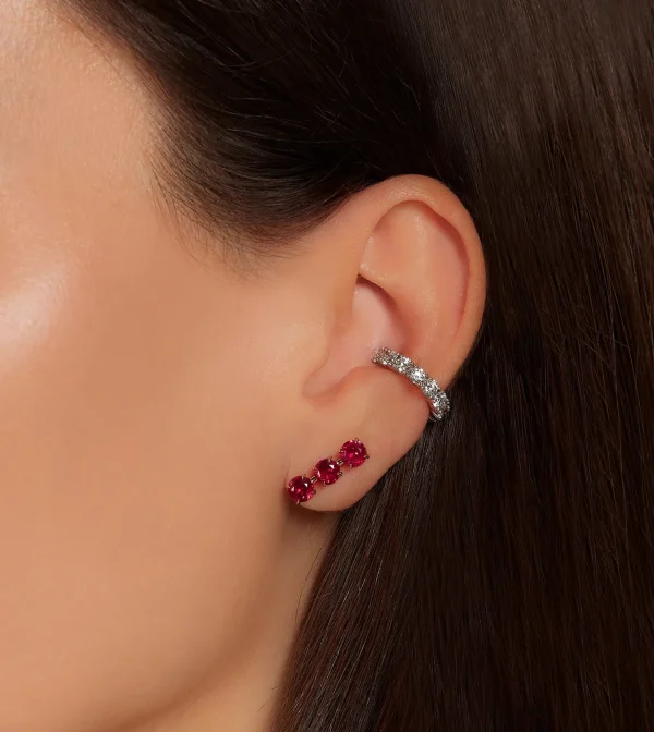 Toujours Large Triple Ruby Studs