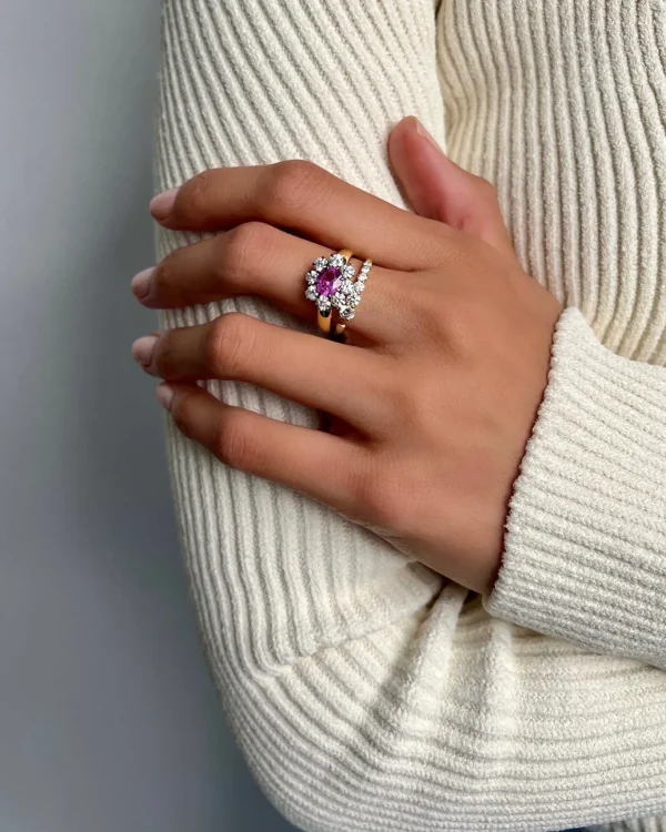 Toujours Pink Sapphire and Diamond Flower Ring