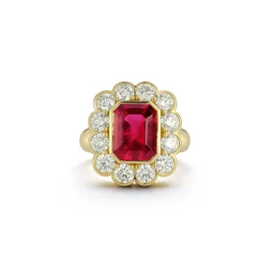 Toujours Rubellite and Diamond "Forget Me Not" Ring