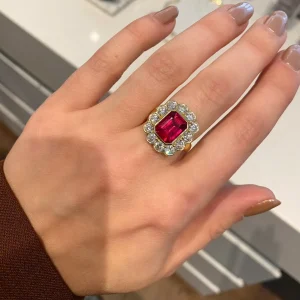 Toujours Rubellite and Diamond "Forget Me Not" Ring